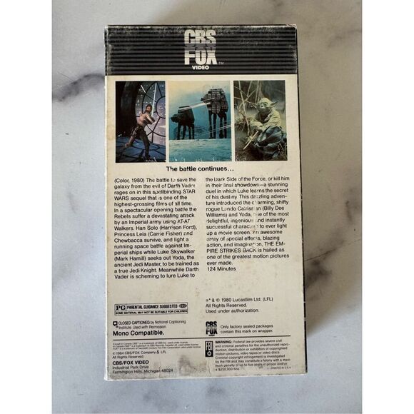 Empire Strikes Back Star Wars VHS vintage 70s movie video cassette tape 1980 Epi - Picture 3 of 6